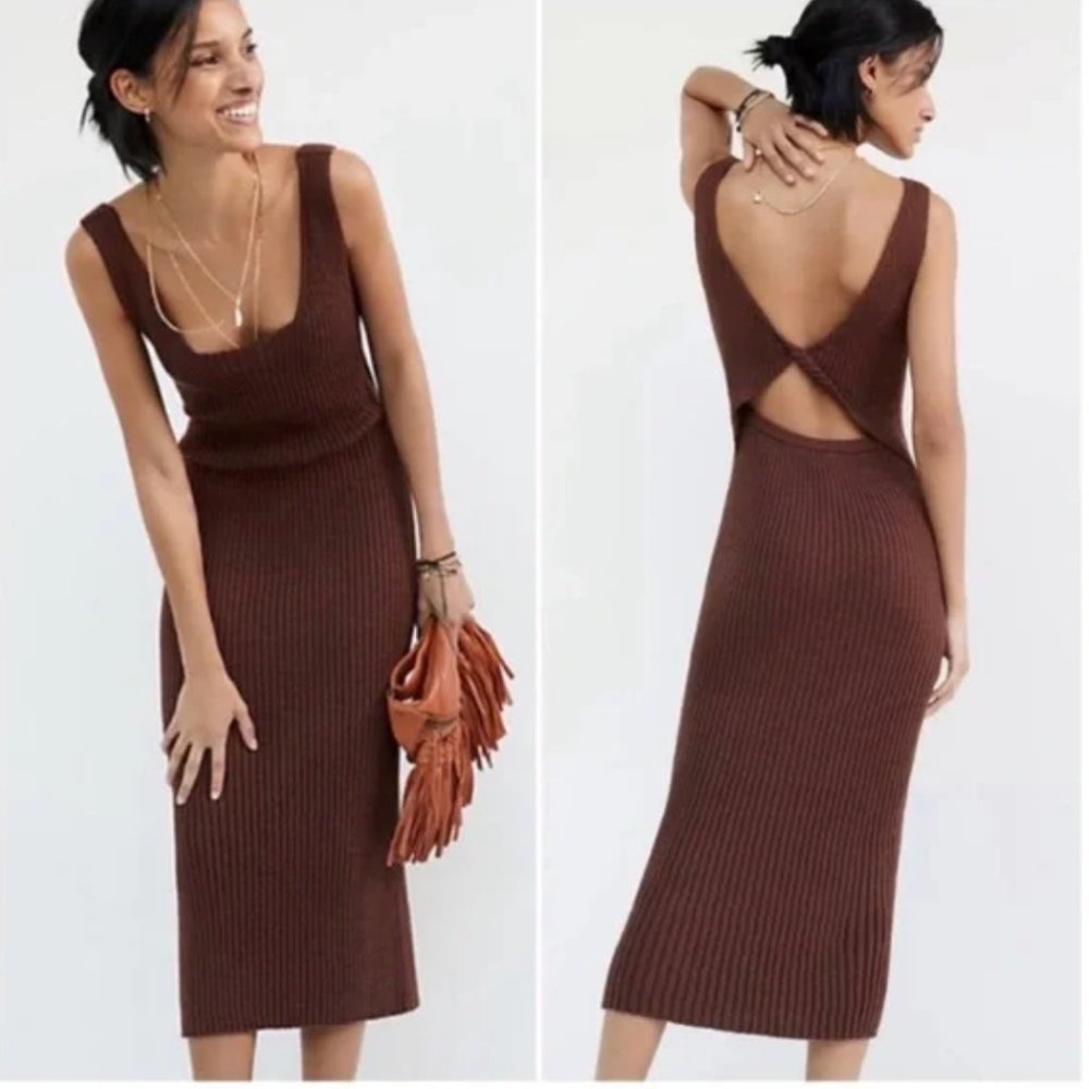 Amadi Ribbed Brown Sweater Dress